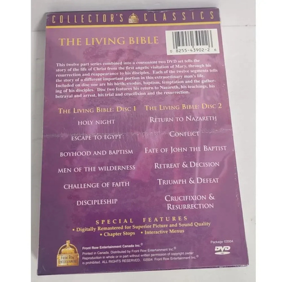 The Living Bible 2 Disc DVD Box Set Sealed Collector Classic 2004 - Picture 2 of 3